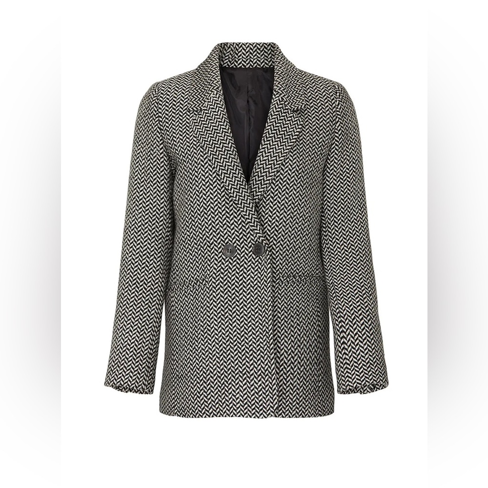 Anine Bing Black and White Herringbone Blazer